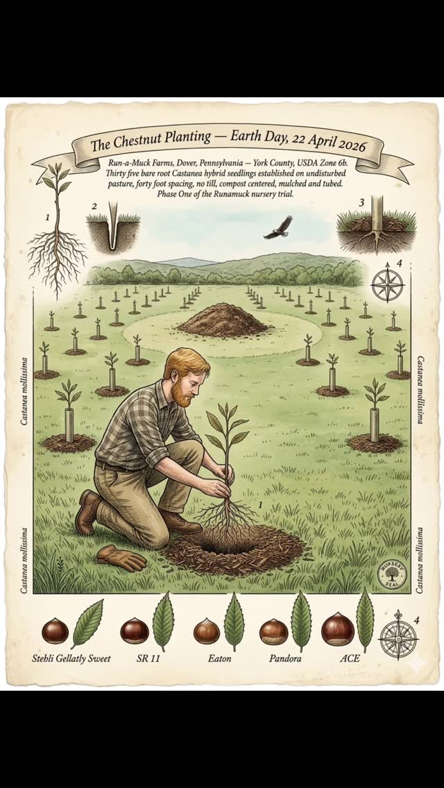 Earth Day 2026. Thirty five chestnut seedlings in the ground